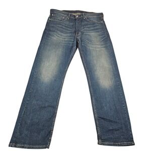 Levis 505 Regular Fit Straight Leg Jeans Mens W36 L30 Blue Denim Distressed